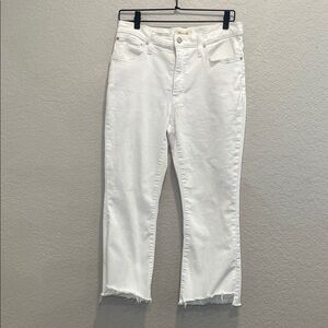 Madewell Cali Demi Boot Women's Cropped White Jeans with Frayed Hem 30
